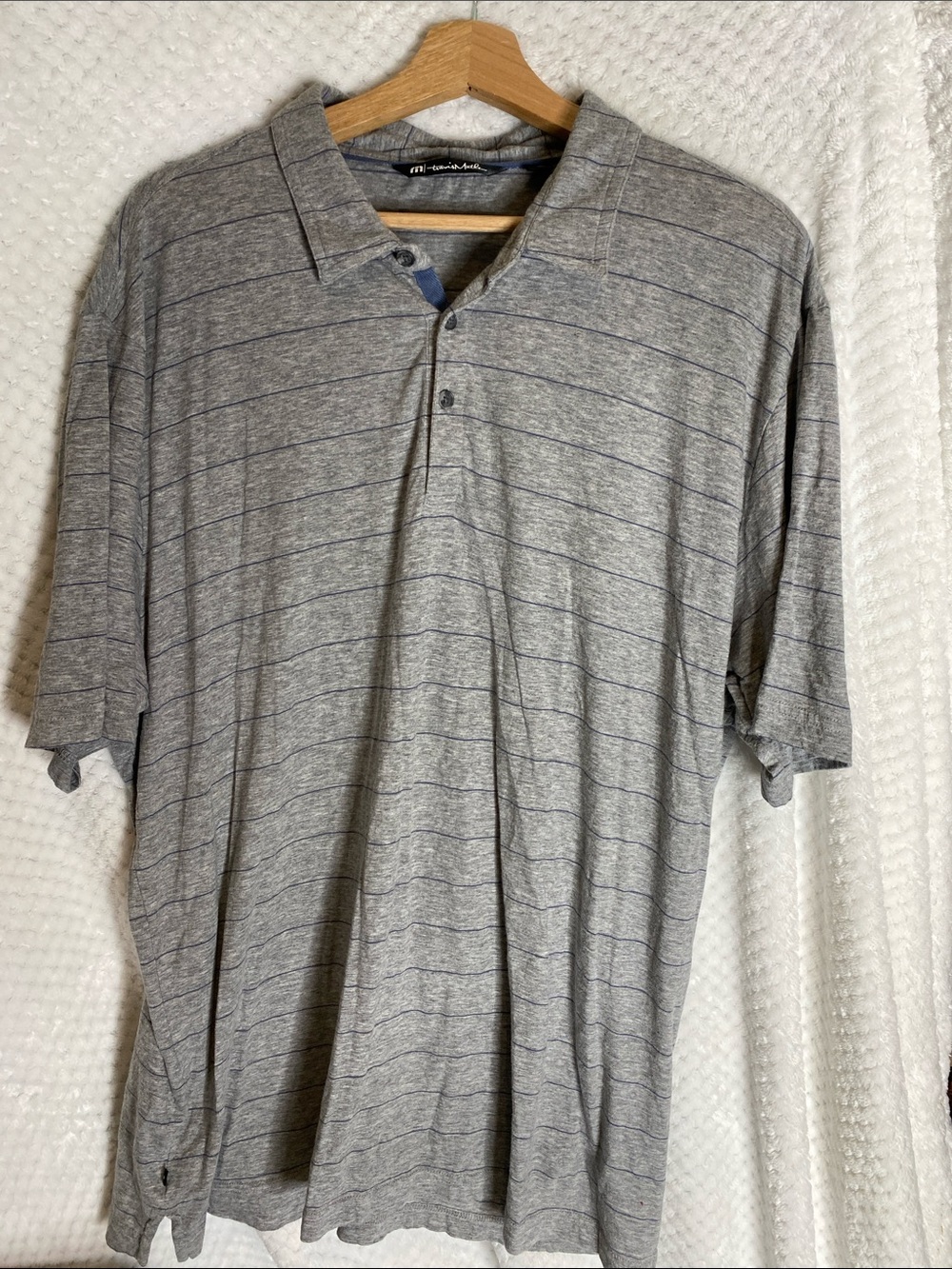 Travis Mathew TM Men's Grey Striped Polo Shirt